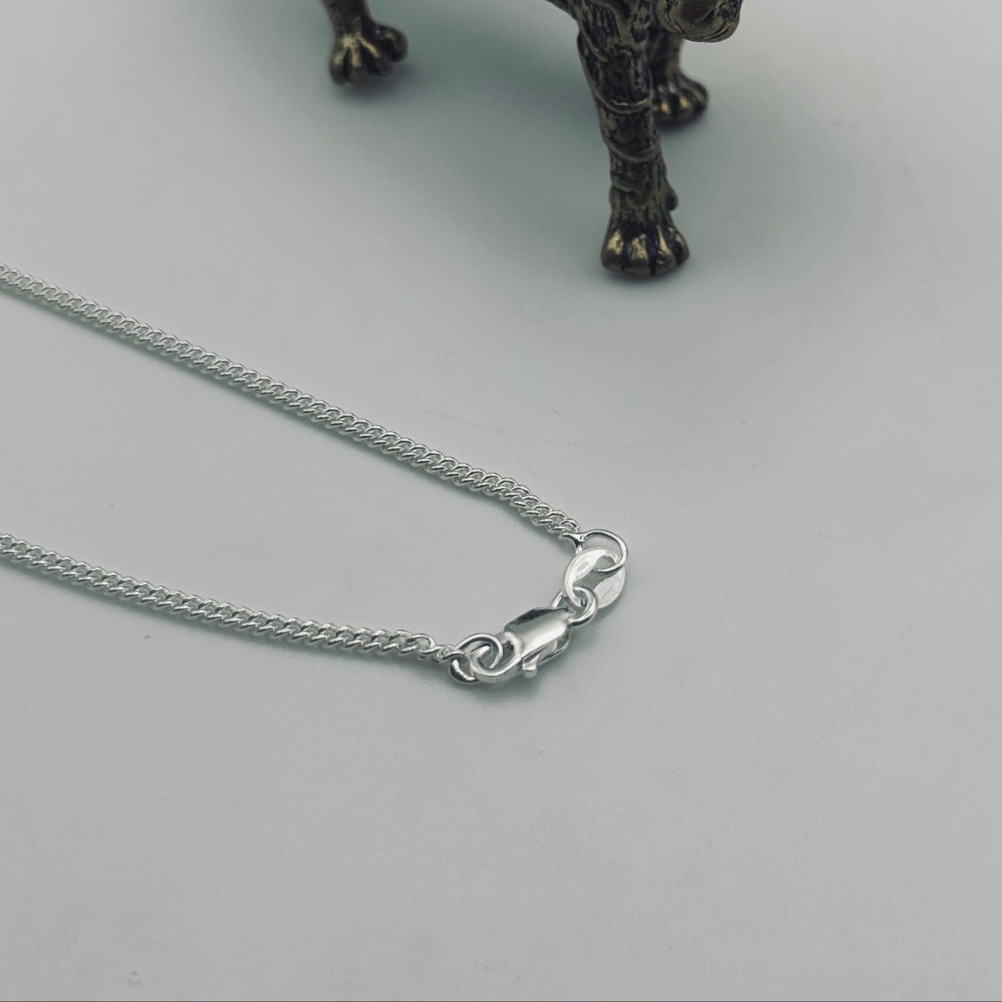 Diamond Cut Curb Chain - Sterling Silver 1.7mm - 50cm