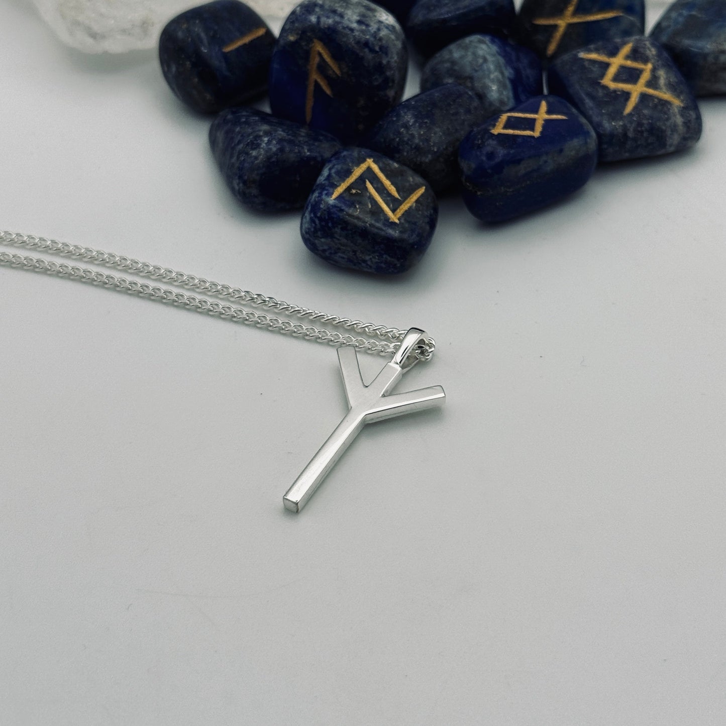 Guardian of the Path Pendant: Algiz Rune Talisman in Sterling Silver