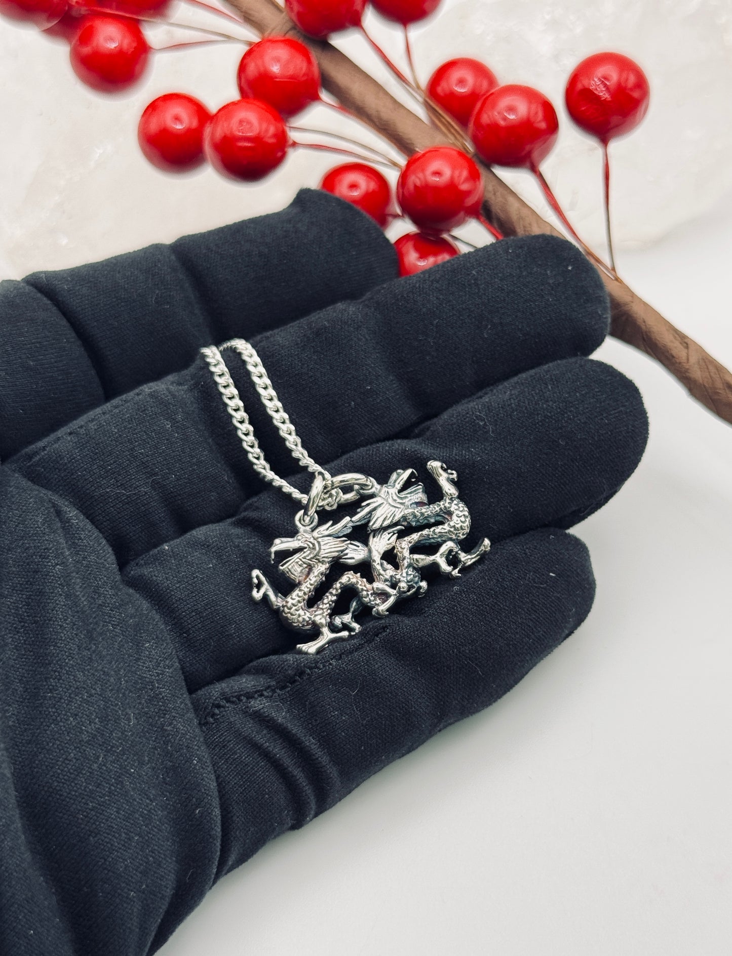 Double Dragons Talisman: Sterling Silver Amulet of Brotherhood & Protection