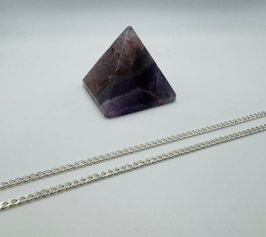 Diamond Cut Curb Chain - Sterling Silver 3mm - 55cm