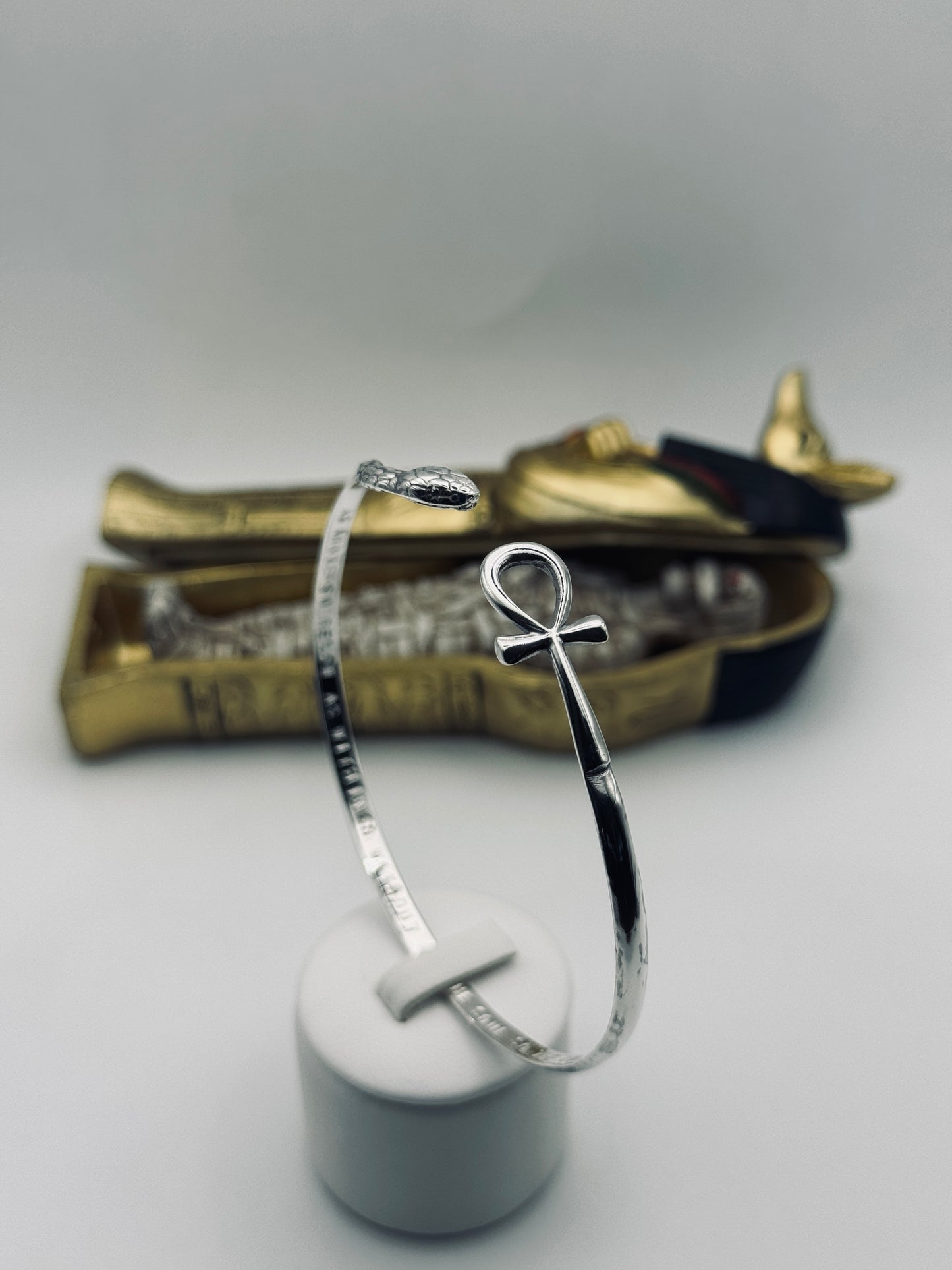 The Bangle of Thoth – Serpent & Ankh Cuff Bangle Talisman