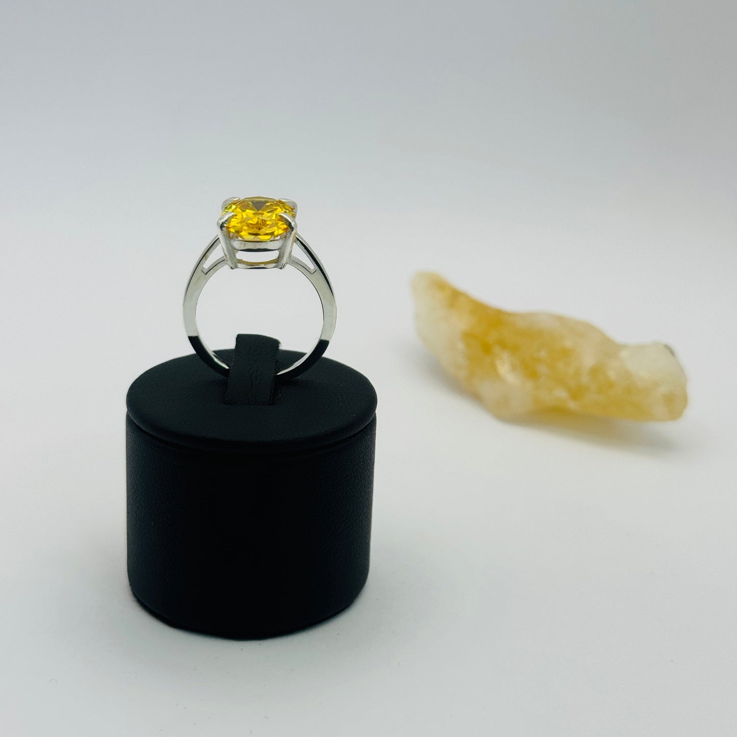 Coloured Court Ring | Yellow CZ