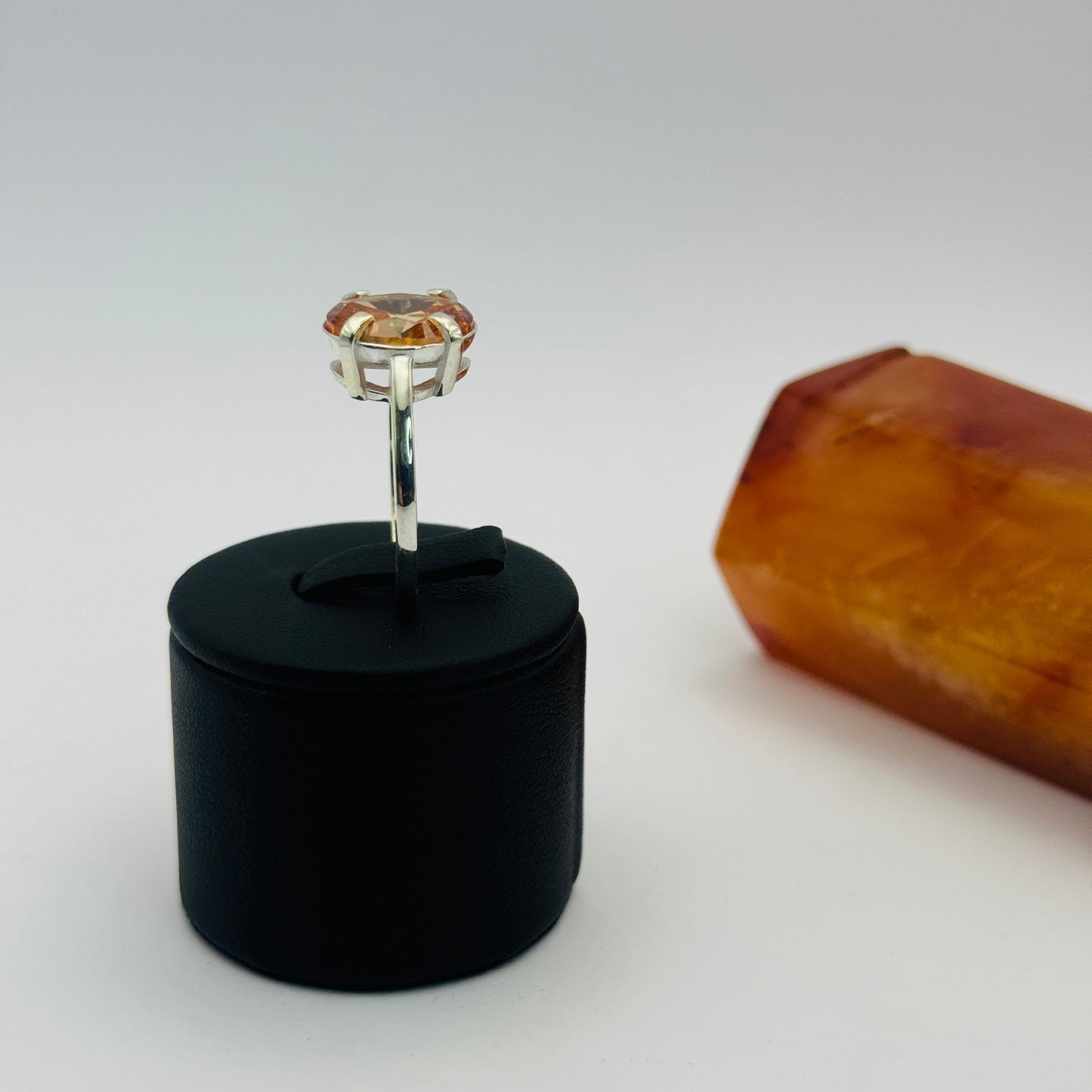Coloured Court Ring | Amber CZ