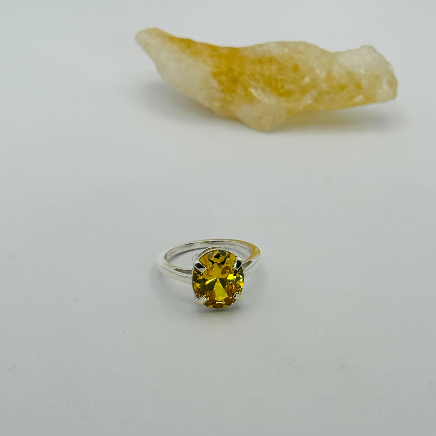 Coloured Court Ring | Yellow CZ Silver Rim