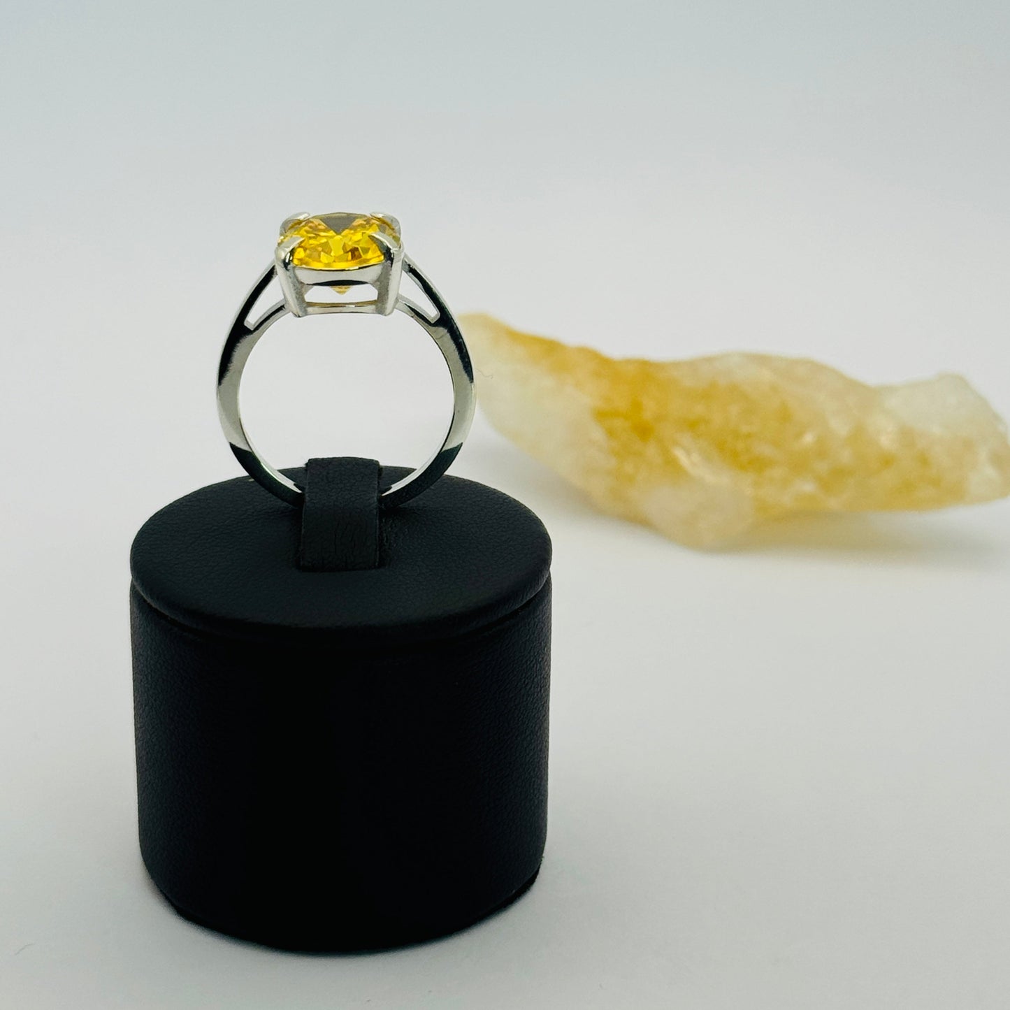 Coloured Court Ring | Yellow CZ Silver Rim