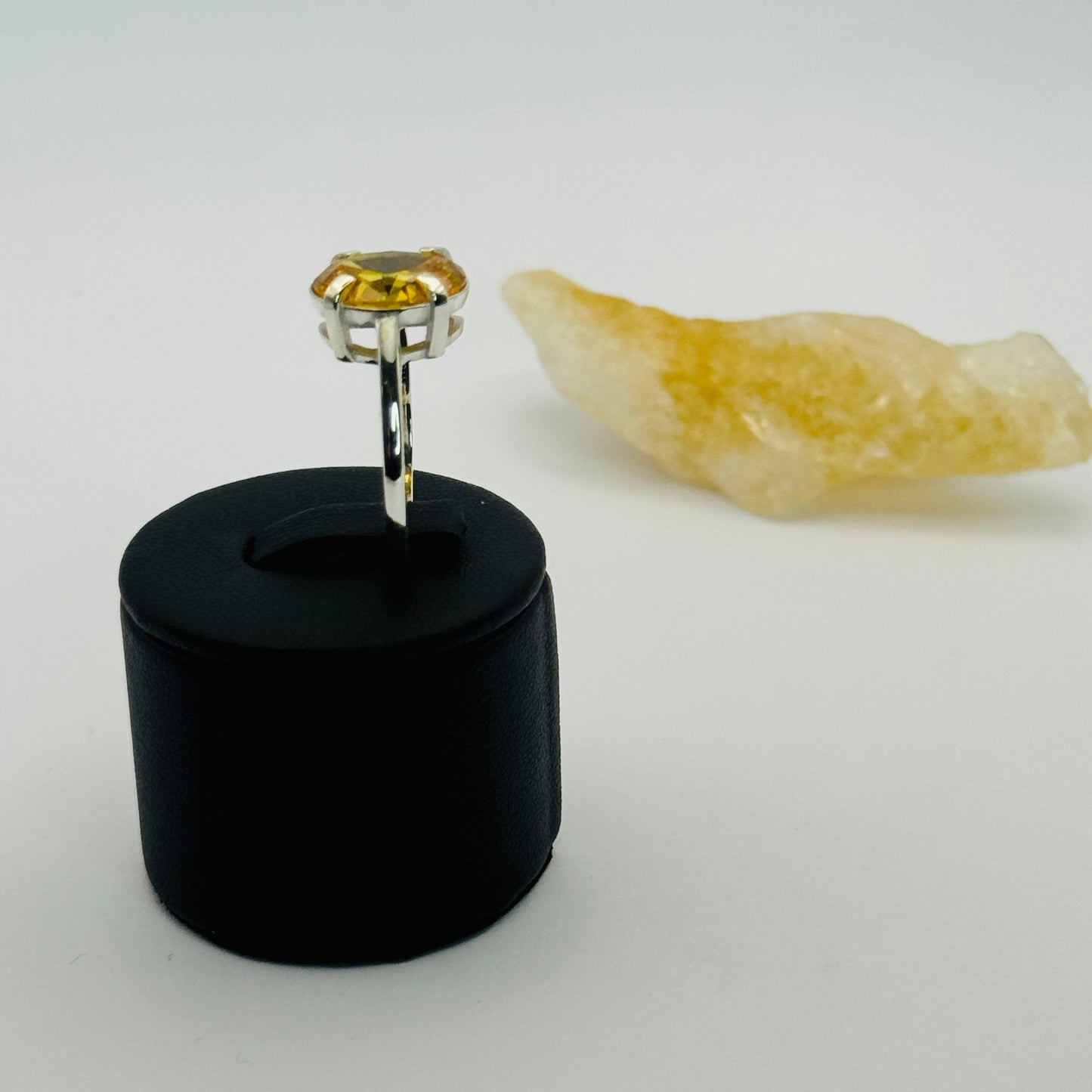 Coloured Court Ring | Yellow CZ Silver Rim
