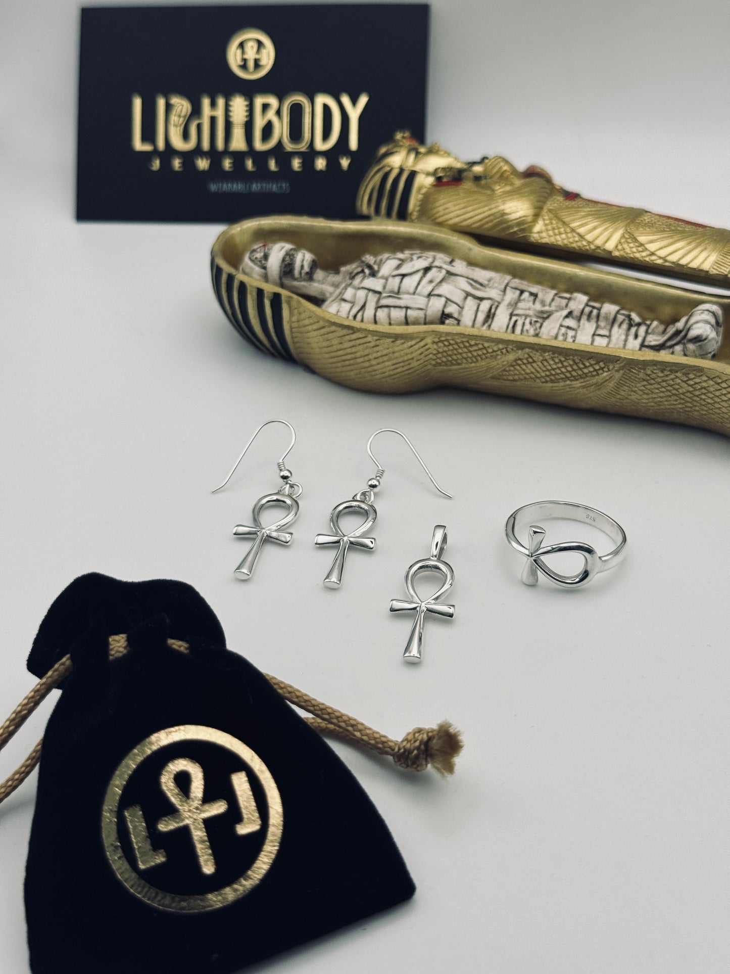 The Key of Life: Sterling Silver Ankh Jewellery Set