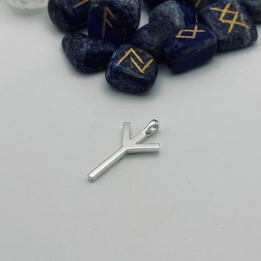 Guardian of the Path Pendant: Algiz Rune Talisman in Sterling Silver