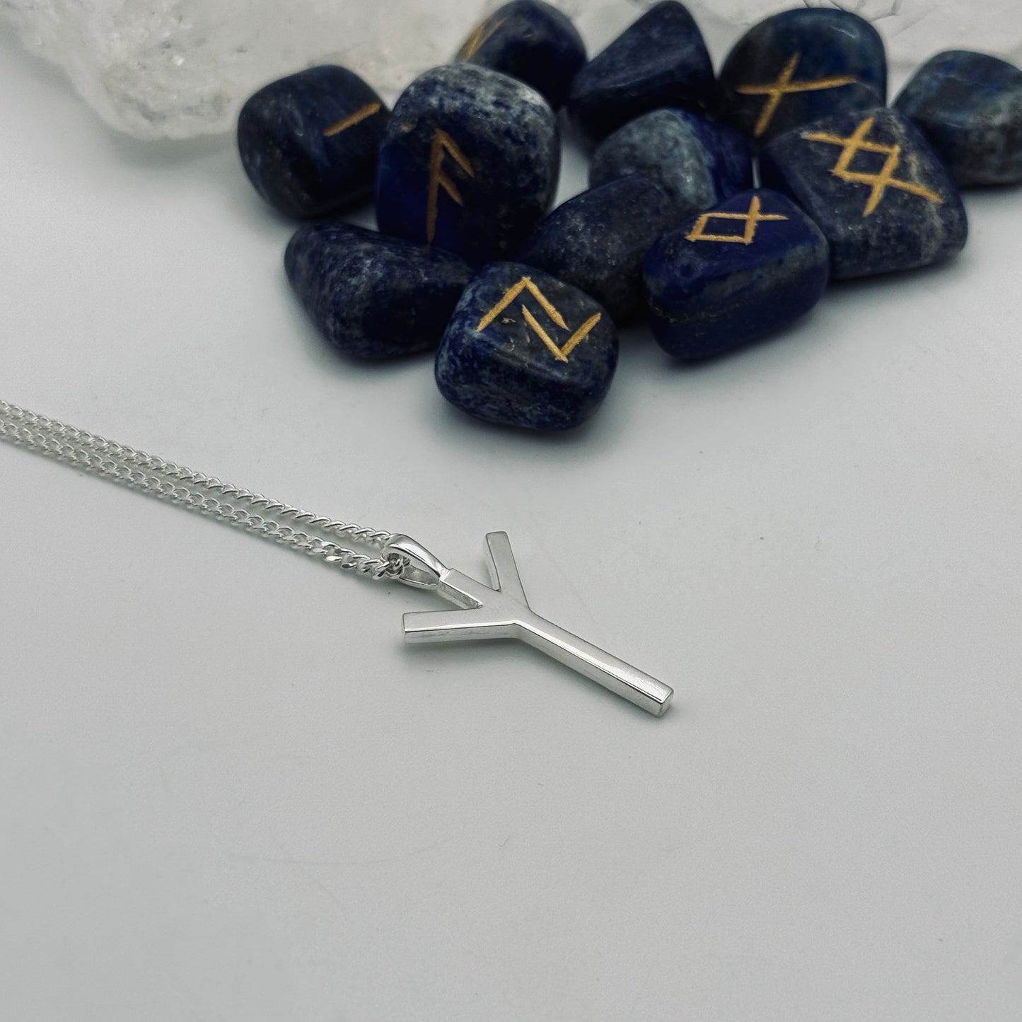 Guardian of the Path Pendant: Algiz Rune Talisman in Sterling Silver