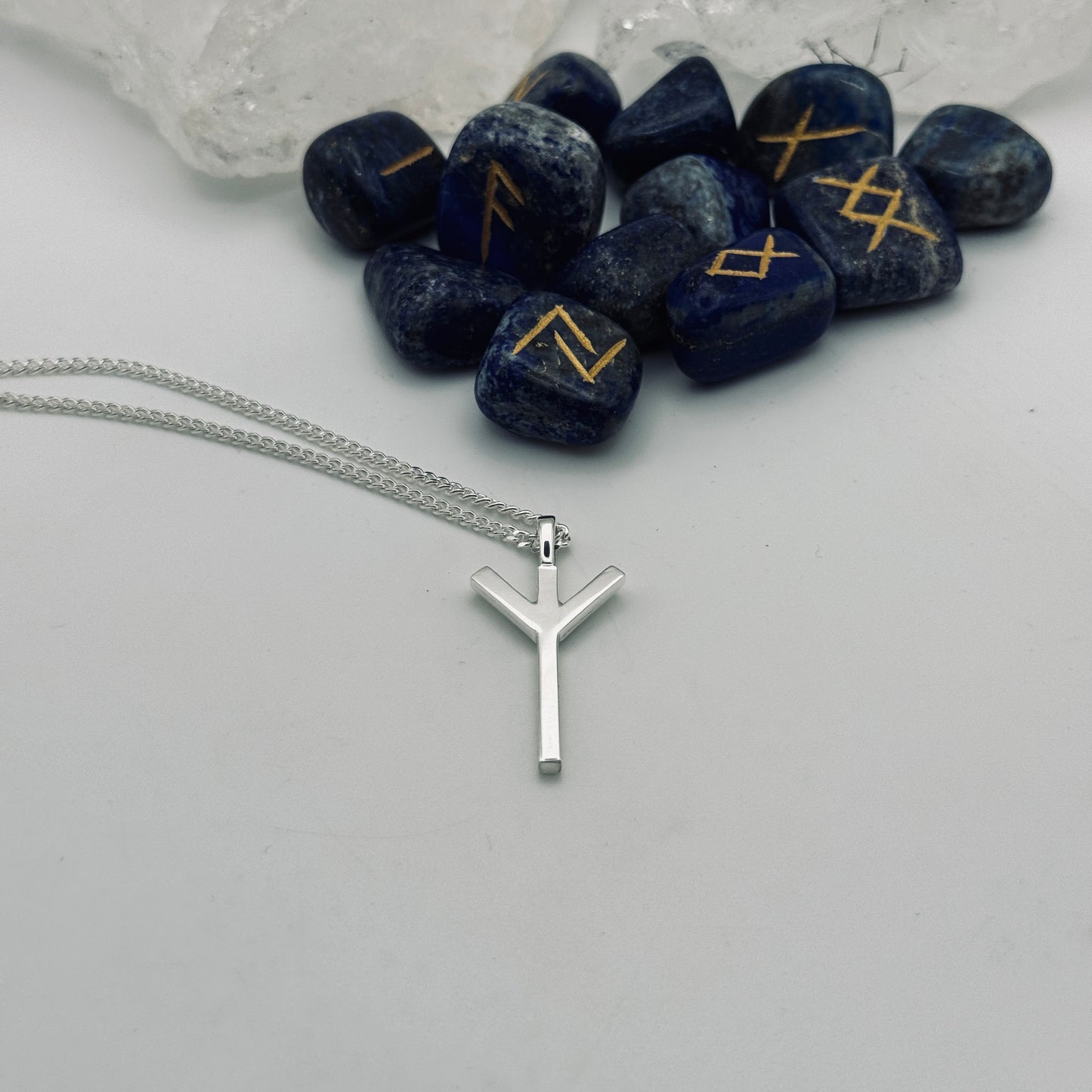 Guardian of the Path Pendant: Algiz Rune Talisman in Sterling Silver
