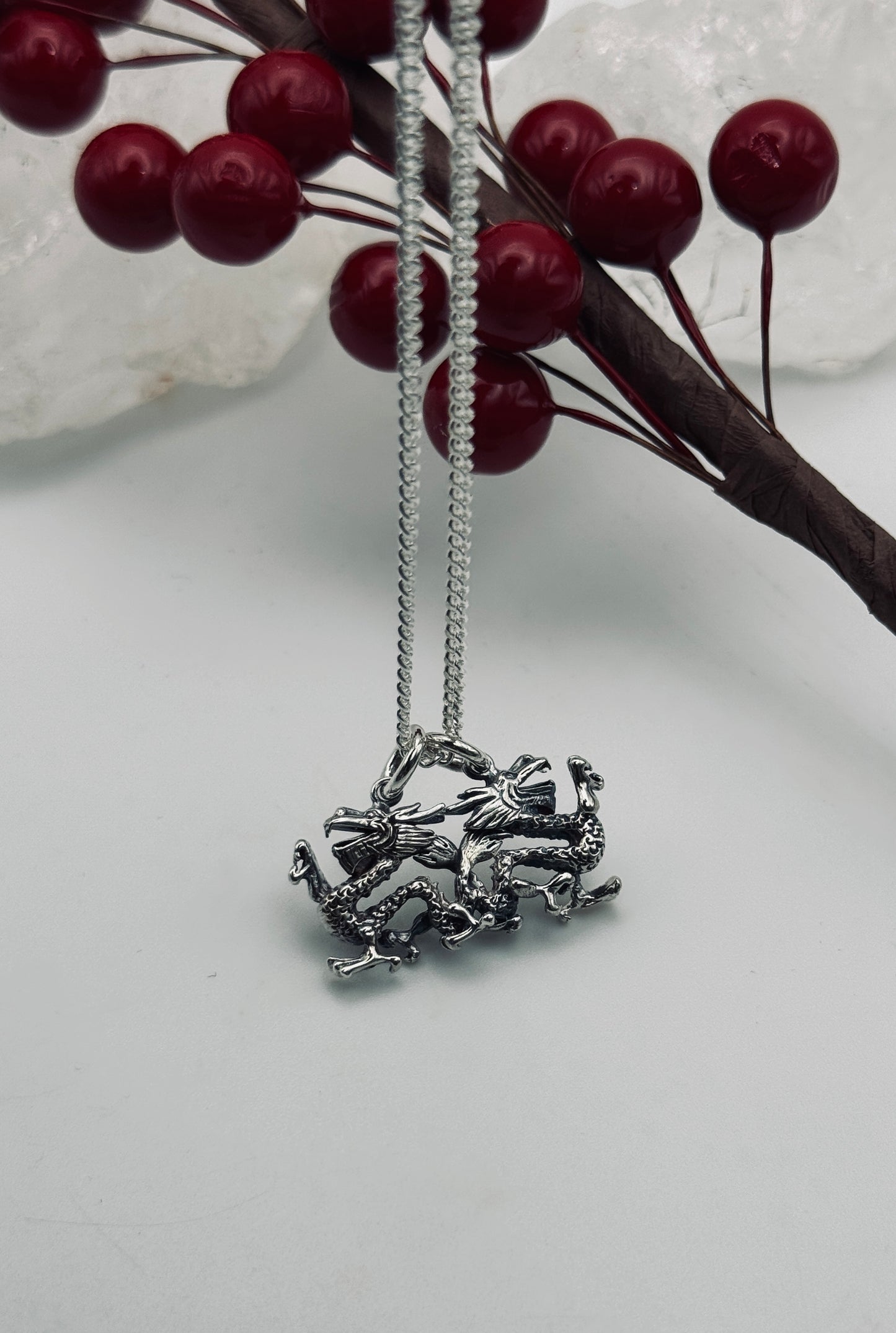 Double Dragons Talisman: Sterling Silver Amulet of Brotherhood & Protection