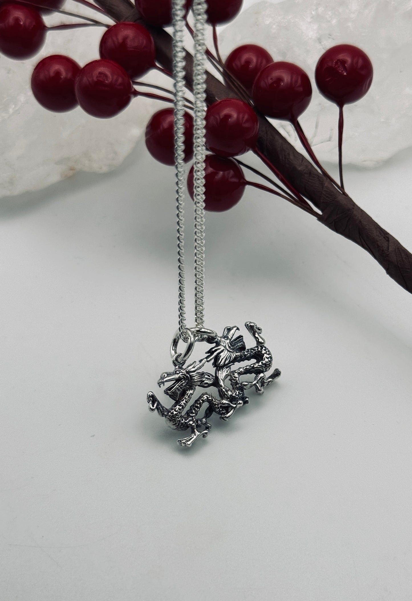 Double Dragons Talisman: Sterling Silver Amulet of Brotherhood & Protection
