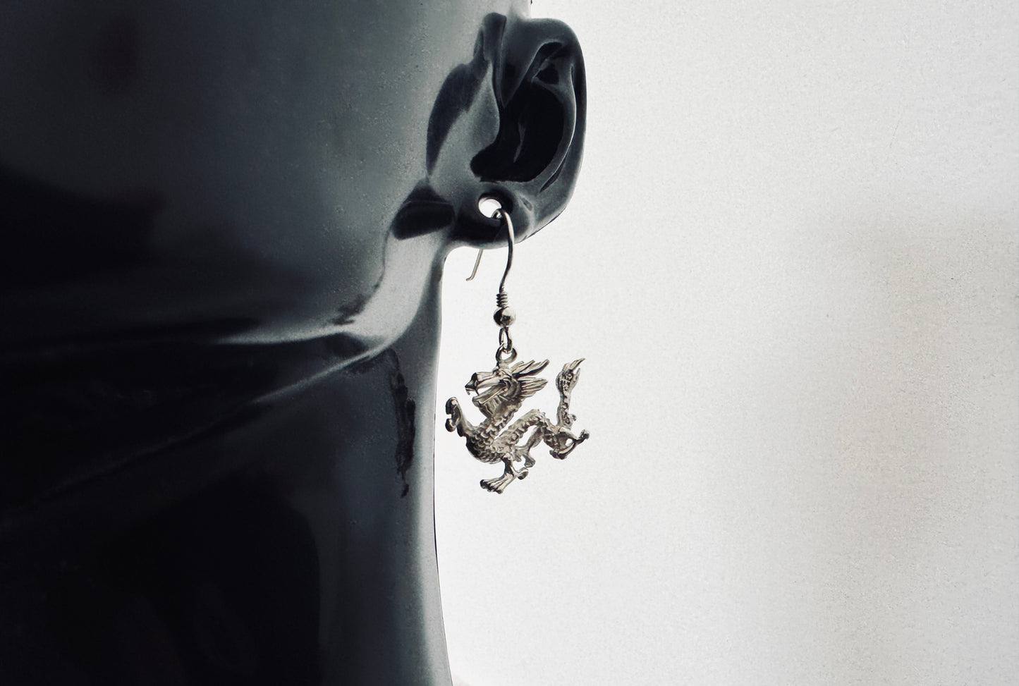 Amulet of the Dragon: Sterling Silver Earrings