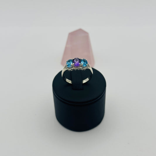 Made for a Princess: Sterling Silver Amethyst & Swiss Blue Topaz Talisman