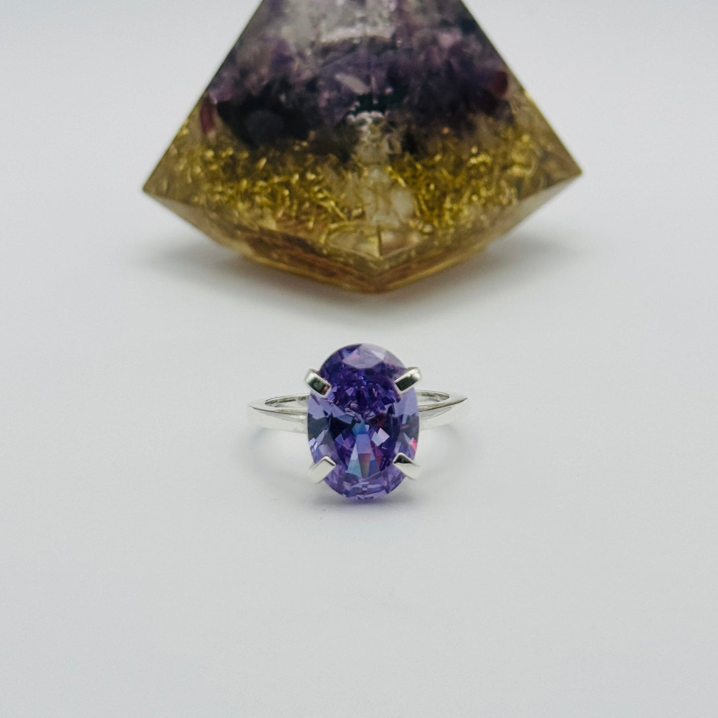 Coloured Court Ring | Lavender CZ