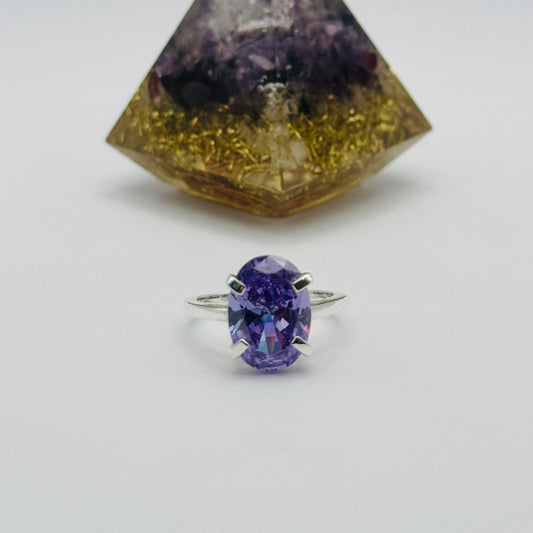 Coloured Court Ring | Lavender CZ