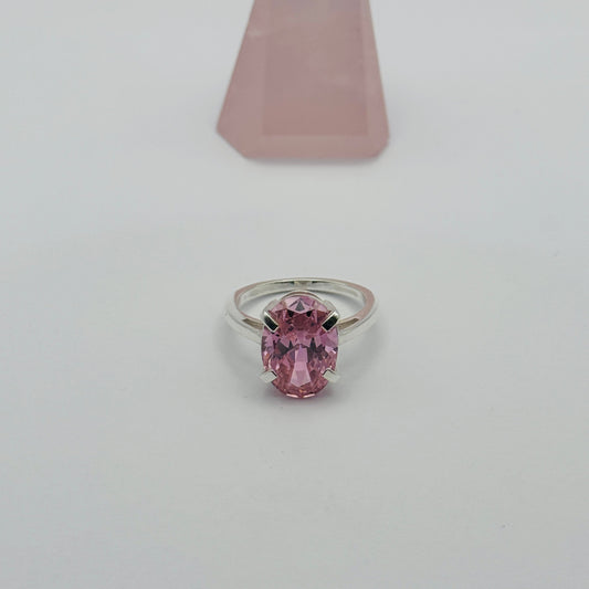 Coloured Court Ring | Pink CZ