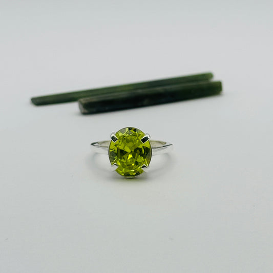 Coloured Court Ring | Green Apple CZ