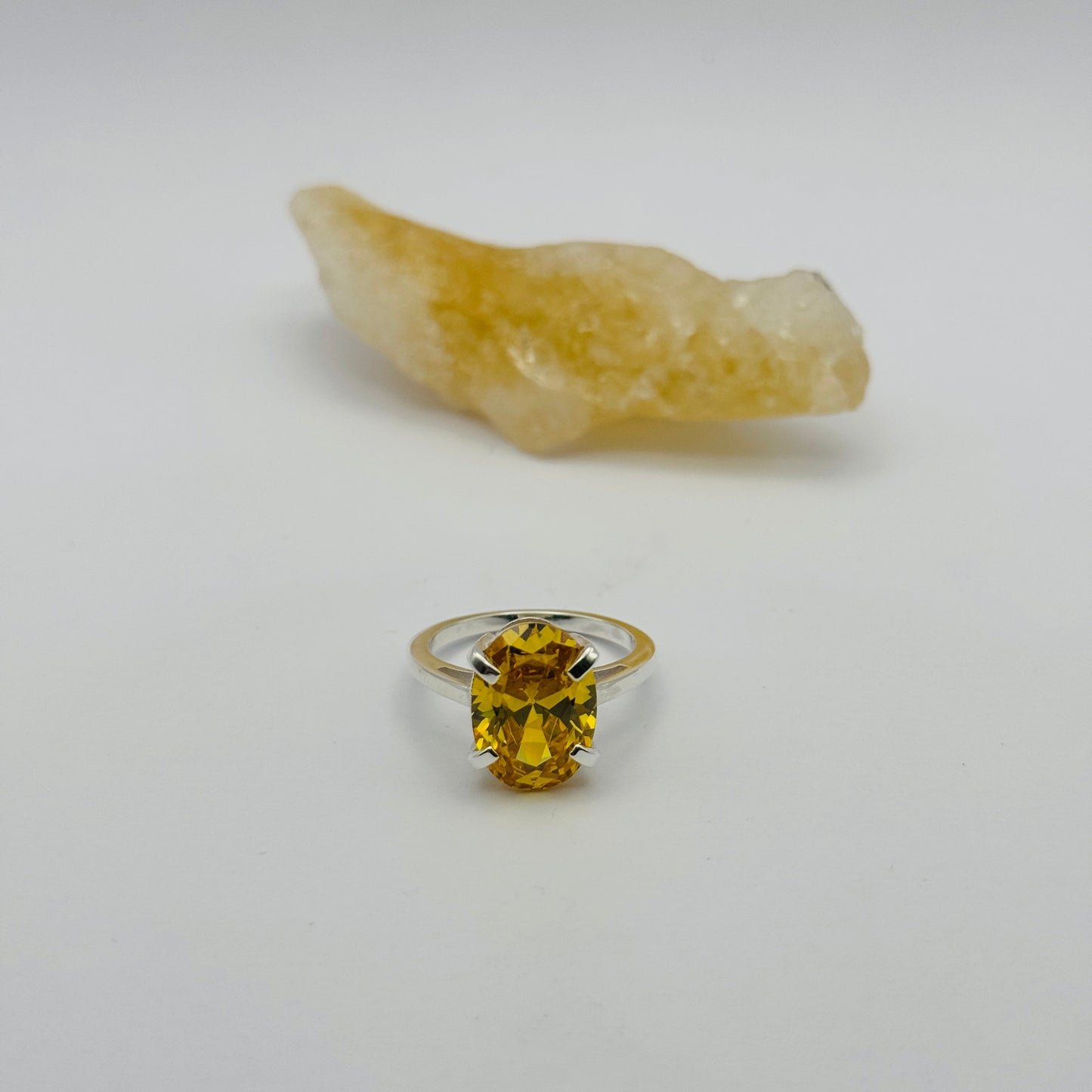 Coloured Court Ring | Yellow CZ
