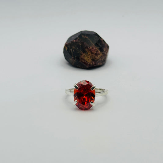 Coloured Court Ring | Red CZ