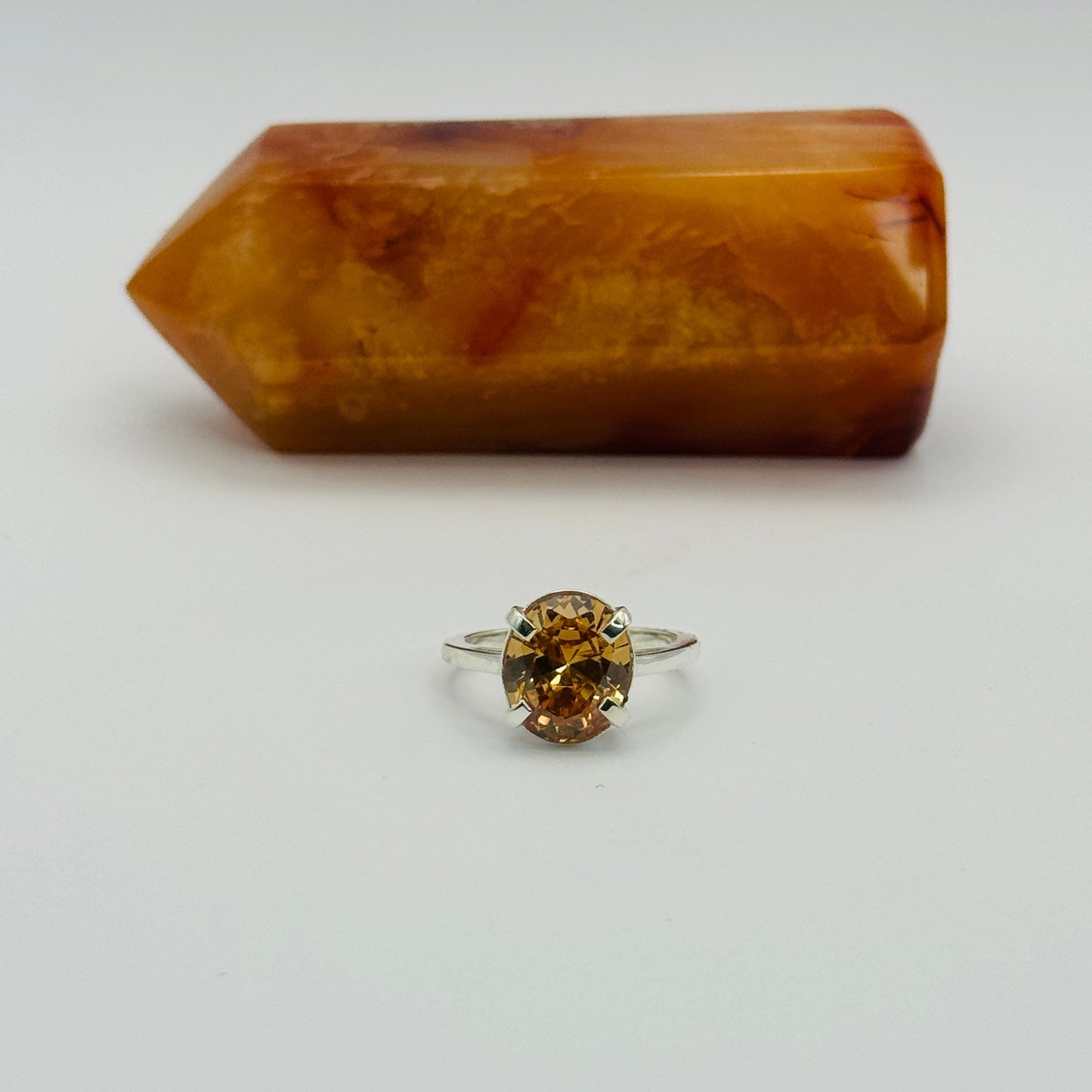 Coloured Court Ring | Amber CZ