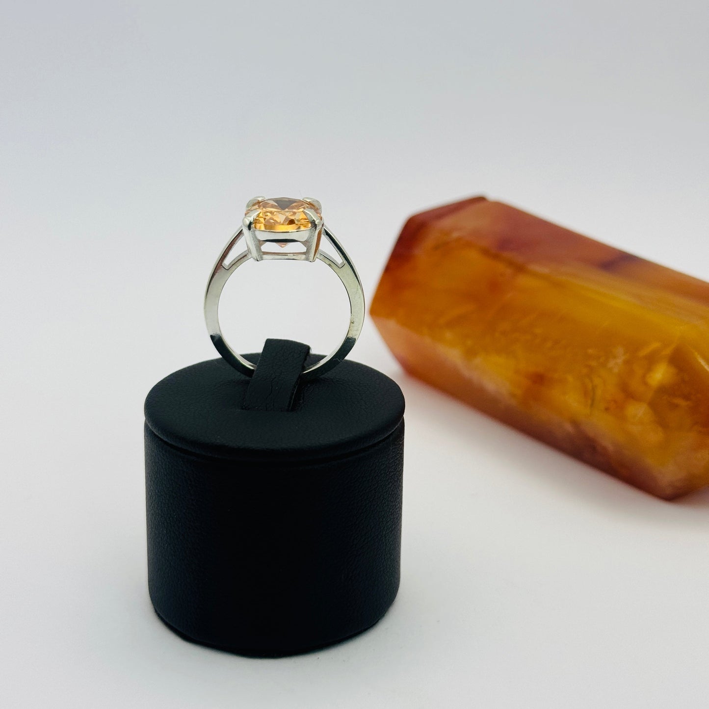 Coloured Court Ring | Amber CZ