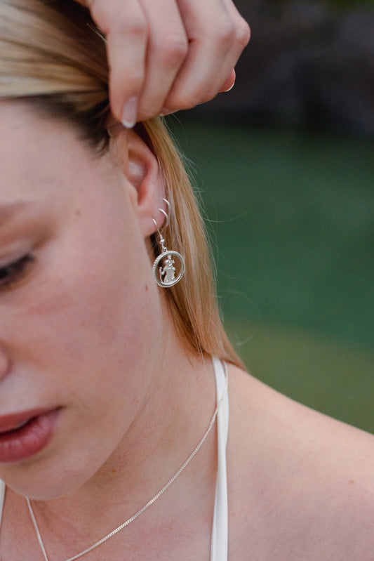 Heritage St. Christopher: Sterling Silver Earrings